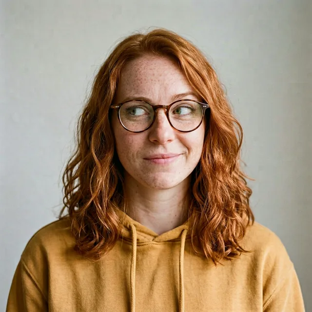 A three-quarter turn shows the face's actual shape, not just its front.